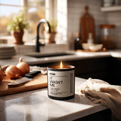 Mad Candles – It WASN’t Me – Sophisticated Warm Spice Scent – Bold Black Candle – 9.5 oz Coconut Soy Wax Blend, Eco-Friendly Gift for Women & Men, Hand Poured in USA, 55-Hour Burn, Clean Cotton Wick