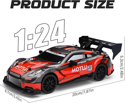 RC Drift Car 1:24 Scale Remote Control Vehicle for Kids2.4GHz 20KM/H 4WD High Speed RC Cars with LED Light Two Batteries &amp Drifting Tires Racing Sport Toy Cars for Adults Boys Girls Kids 8602WH