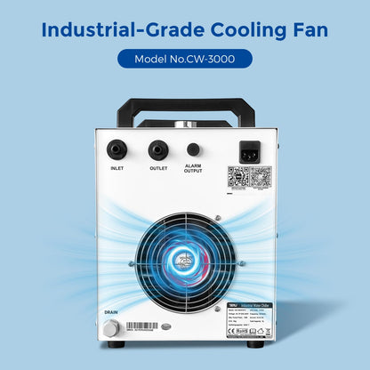 Cloudray Water Chiller CW-3000 for CO2 Laser Engraver & Cutting, Laser Chiller, Industrial Water Cooler,with 9L Water Tank Capacity Max. Pump Flow 10L/min 50W/℃ Cooling