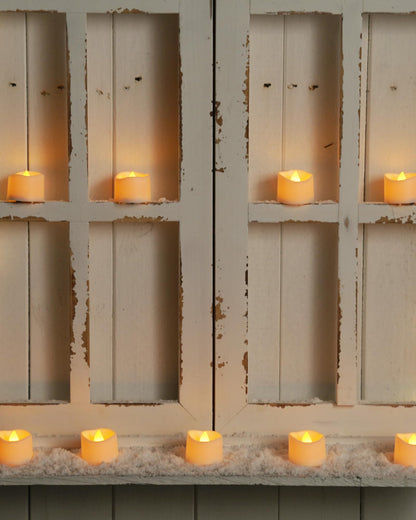 Homemory 48-Pack Novelty Flickering Flameless Tea Lights Candles, 200+Hours Battery-Operated LED Fake Candles for Wedding Table Centerpieces,Proposal,Anniversary, White Base, Ø1.5''xH1.3‘’