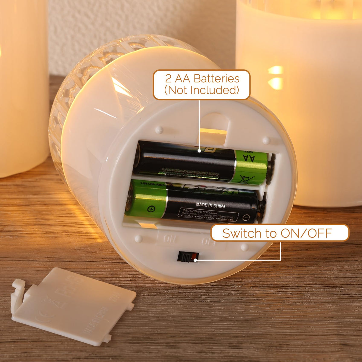 Girimax Clear Glass Flameless Candles with Remote, Flickering LED Pillar Candles Battery Powered Ribbed Dome Top Set of 3