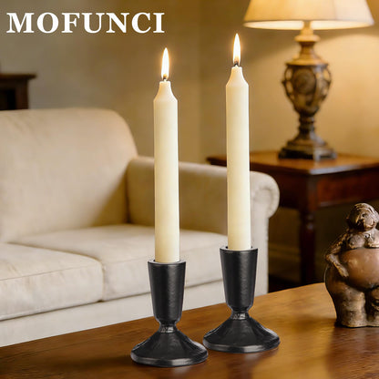 Mofunci Iron Taper Candle Holder Set of 2, Heavy Candlestick Holders Black Candle Holders for Table Centerpiece, Weddings, Mantel and Party Decor