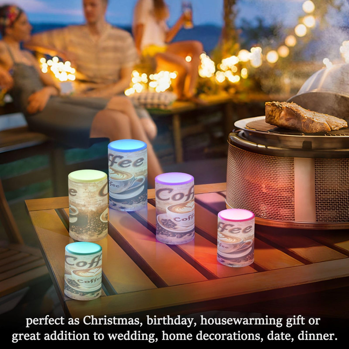 ALAZA Flickering Flameless Candles A Coffee Cup Battery Operated Candles with Remote Timer LED Pillar Votive Candles Set of 2 for Holiday Decor