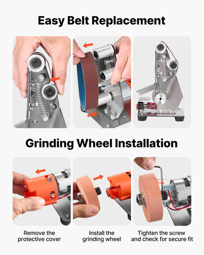 VEVOR Professional Belt Sander with Stand, 9" Disc & 6" x 48" Belt Sander Combo, 800W Sanding Machine with 0-45° Adjustable Worktable for Woodworking, Furniture Refinishing, Knife Sharpening