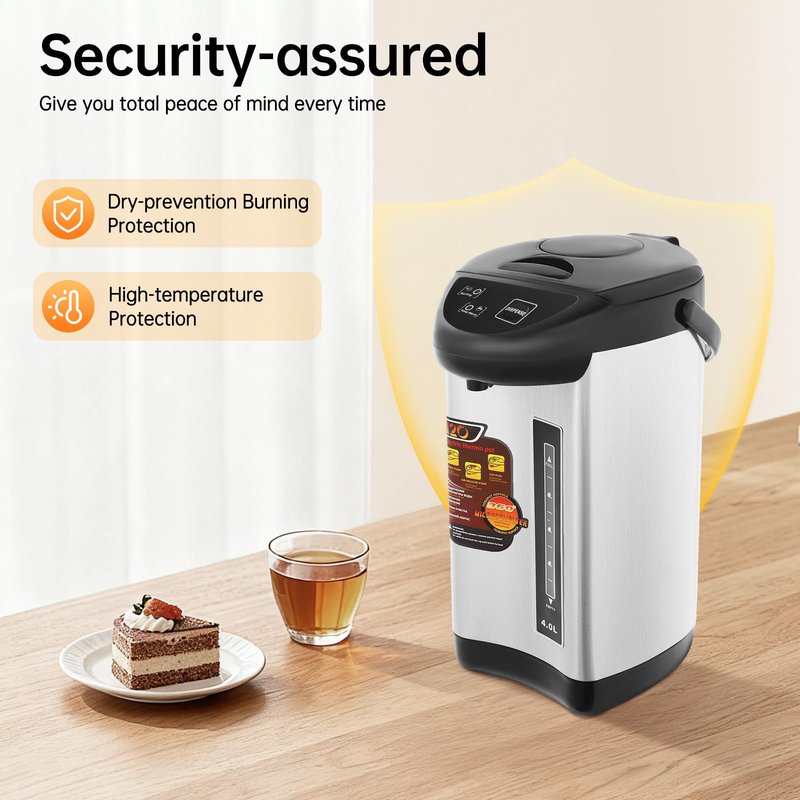 Water Boiler & Warmer, 750W 4L Electric Stainless Steel Water Boiler with 3 Dispensing Modes and Filter Mesh, Water Kettle Daily Use