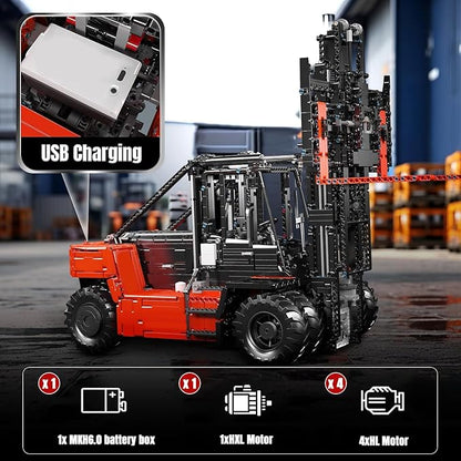 Mould King Technique Forklift Truck Toy 1:6 Scale 17045 Building Blocks Kit MOC Remote Control Heavy-Duty Shelf Lifted Truck Model Toy Gifts Toys for Age 14+/Adults (4579 Pieces)