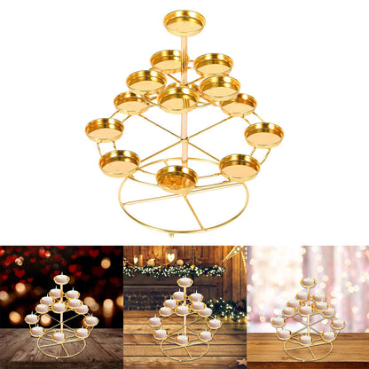 MIXIKE 1PC 3 Layer 14 Lamp Home Table Centerpieces Butter Lamp Desk Ornament Candle Holder Butter Lamp Candle Holder