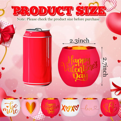 FoldTier 6 Pcs Valentines Candle Holders Love Glass Tealight Votive Candle Holder for Table Centerpiece Valentine's Day Wedding Party Decoration Home Tabletop Decor Gift