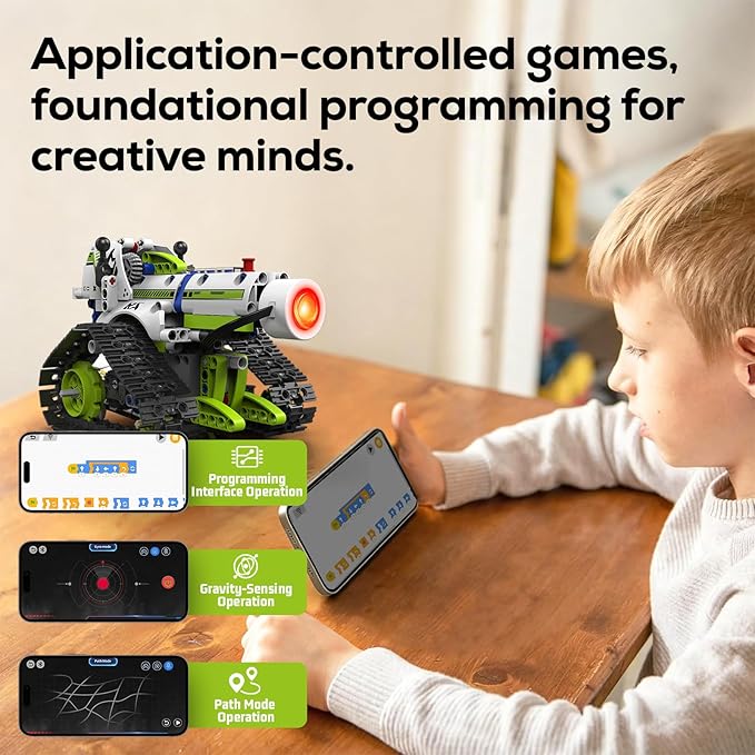 Robot Building Kit with APP/Remote Control STEM Gifts for Boys Age 6-16Technic Coding Robotic Toys for Kids Birthday Buildable 5in1 Models with 337+ Pieces