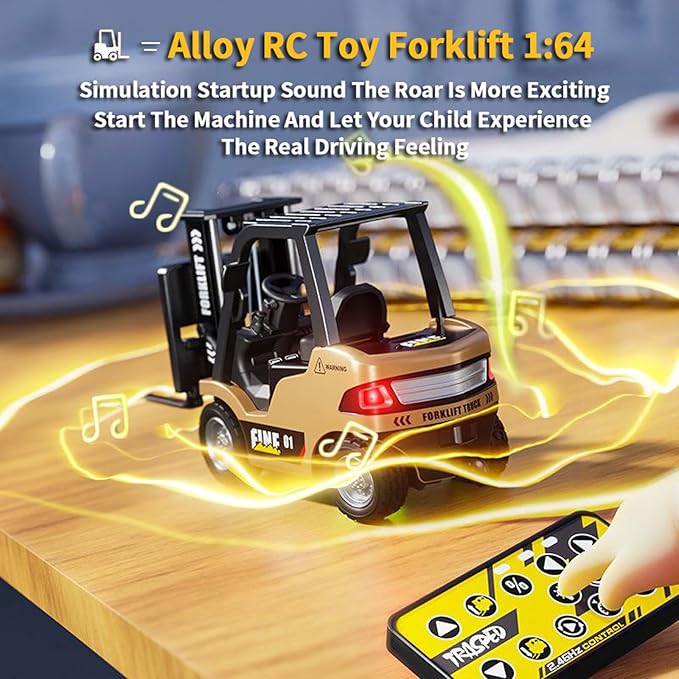 RC Forklift 1/64 Scale Remote Control Forklift Cranes 2.4Ghz Metal RC Truck with Hook &amp Metal Fork 2 Speed RC Construction Vehicle APP Control Toys for Adults Boys and Girls Gift