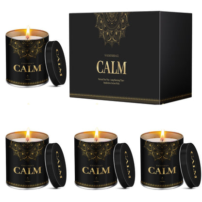 WarmEmbrace Scented Candles, 9 Oz Candle Sets for Home, Office, Meditation, Yoga, Candles for Women & Men, Birthday, Christmas, Valentine's Day Present, Lavender, Vanilla, Rose & Sandalwood, Lemon