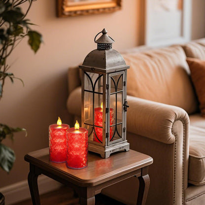 Homemory Battery Operated Candles with Remote, 2 Pcs Timer Flickering LED Fake Candles, Flameless Candle with Crystal Shell and Embedded Glitter for Wedding, Home & Christmas Decor, Red