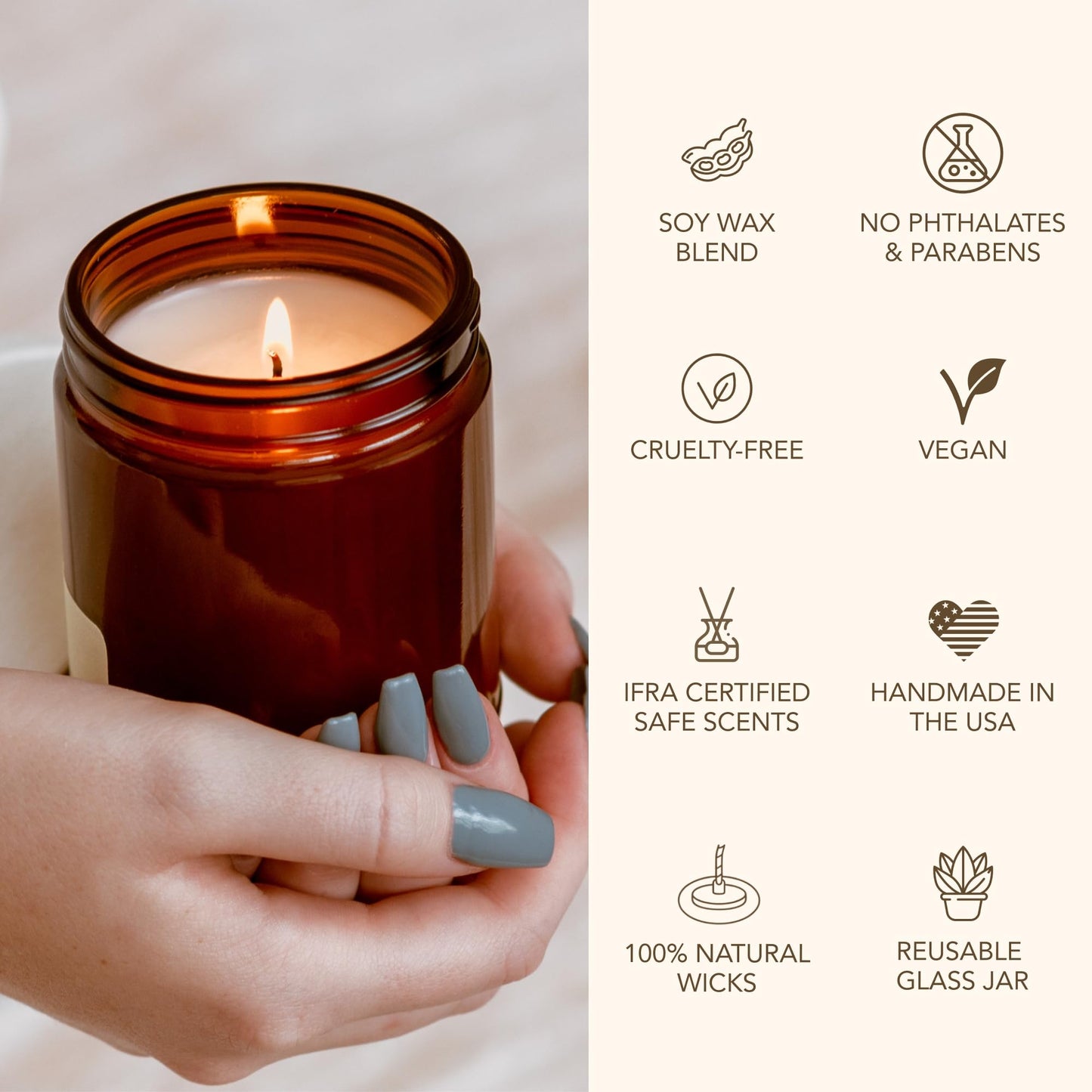 Bia Candle Co. Palo Santo Candle, Rosemary Cedar Leather Soy Candle, Sandalwood Tonka, Perfume-Inspired, Hand Poured USA, High Fragrance Load, Lead-Free Wick, Reusable Jar, Ritual Scent, 7 oz
