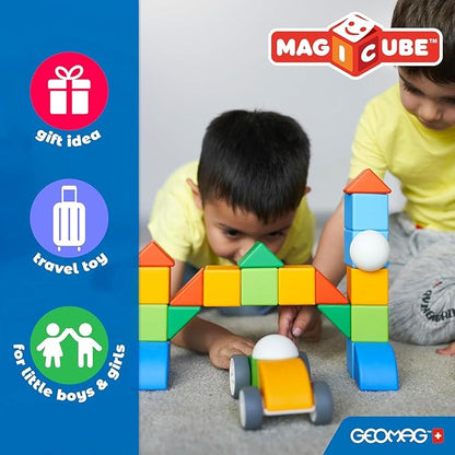 Geomag Magicube Magnetic Building Blocks for Toddlers Ages 1–5 Swiss-Made STEM Toy (24-Piece - Montessori)