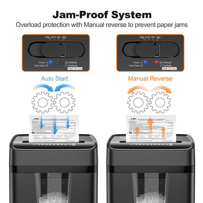 Bonsaii 12-Sheet Micro-Cut Paper Shredders for Home Office, Heavy Duty Document Shredder with 5.5 Gallon Pullout Bin for CD/Credit Card/Staple, 30 Mins Continuous Run Time, P-4 High Security