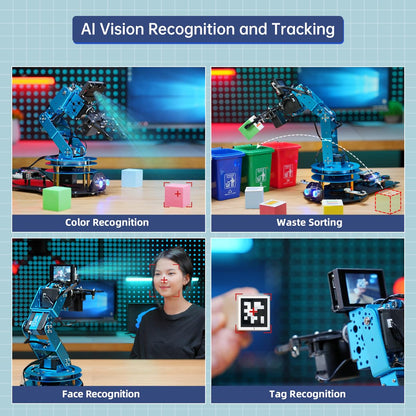 Robotic Arm for Arduino AI Vision & Voice Interaction 6DOF Serial Bus Servo Smart Robot Arm, STEM Project Educational Robot & Engineering Kits, Science/Coding/Programming Set, LeArm AI Advanced Kit