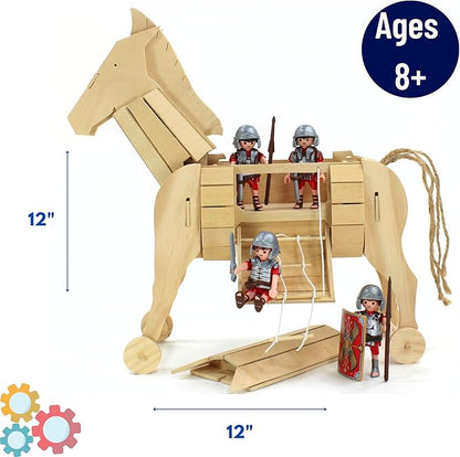 Pathfinders STEM Kit – Trojan Horse Model | DIY Wooden Craft Kit for Kids 10-14 | Girls Arts &amp Crafts STEM Gift | Ancient Greek History Project | Hands-On Educational Toy Engineering and Science
