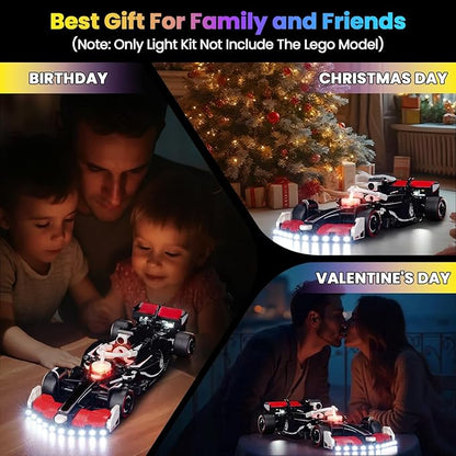 Upgraded Led Light Kit Compatible with Lego MoneyGram Haas F1 Team VF-24 Race Car Building Set Lights Decoration Compatible with Lego 77250 (Model Not Included)