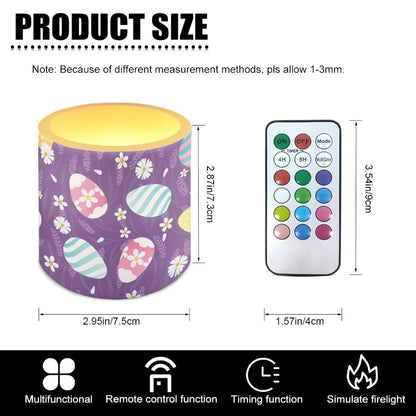 Merkmak Daisy Easter Egg Flameless Candles with Remote Battery Operated Candles with Timer 4 Pack Flameless Pillar Tea Lights Bulk for Indoor Outdoor Easter Day Party Decorations