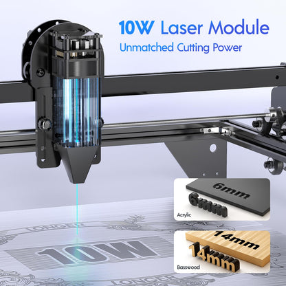 Longer RAY5 Laser Engraver, 10W High-Precision Laser Engraver, Compressed Spot CNC, App Offline Control, DIY Engraving Tool for Metal/Glass/Wood, Engraving Area 15.7 "x15.7"