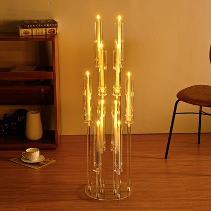 6PCS Candelabra 10 Arm Centerpieces for Tables Acrylic Bulk,Clear Floor Candle Holder for Wedding Candle Sticks Holder Decor for Baby Shower Party Event candelabros para centros de mesa