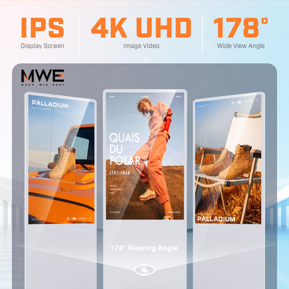 QIXZOCV MWE 55 Inch 4K Digital Signage Display Kiosk, LCD Screen Indoor Floor Standing Advertising Displays, Android System Commercial Totem, Vertical Poster with Auto Media Player-White