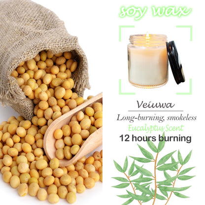 Veiuwa 24 Pcs 4 Oz Mini Soy Candles,Eucalyptus Scented,Aromatherapy Candle,Bulk Candle Set，Great Stress Relieving Scented Candles for Girls as a Gift for Birthdays, Weddings and More!