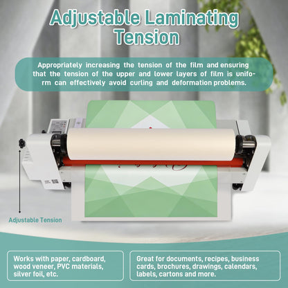17.7inch Cold Hot Roll Laminator with 2 Rolls of Thermal Laminating Film (1 Inch Core, 0.8 mil,17.3in W×656ft L),V480 Laminating Machine, Single & Double-Sided Thermal Laminator,Digital Display, 110V