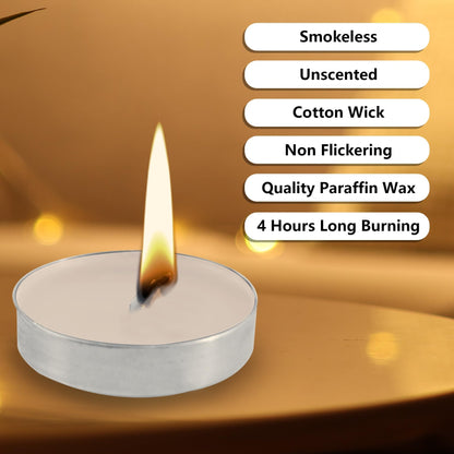 Unscented Tea Light Candles,OVESTB 2 Boxes Fully Burns Tealight Candles Unscented Smokeless Bright Flame Tealights for Home,Sabbath, Weddings,Christmas & Halloween Decor