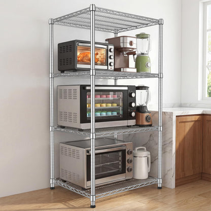 24"Depth Metal Wire Shelving Unit Metal Shelf Adjustable Storage Rack Kitchen Storage shelves 4 Tier Commercial Heavy-Duty 2200 LBS Sturdy Standing Steel for Home Garage Pantry 24"Dx 30"Wx59"H