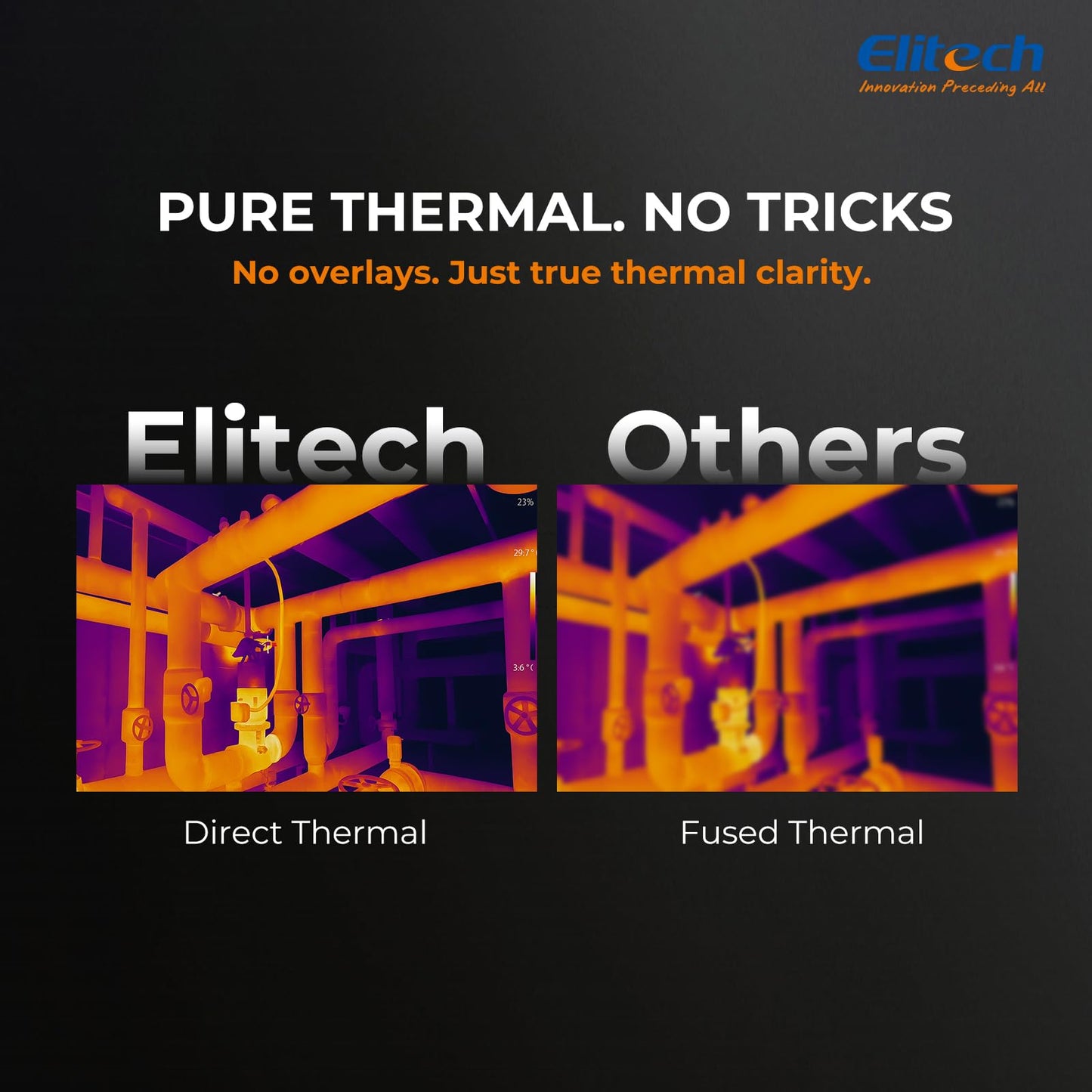 Elitech Thermal Imaging Camera 256 x 192 IR Resolution, Handheld Infrared Imager for Home Inspection & HVAC, Real-Time Video Recording, <40mK Sensitivity, 25Hz Thermal Leak Detector (-4°F to 752°F)