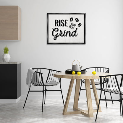 Stupell Industries Rise & Grind Coffee Beans Black Floater Framed Canvas Wall Art Design by Natalie Carpentieri, 31 x 25
