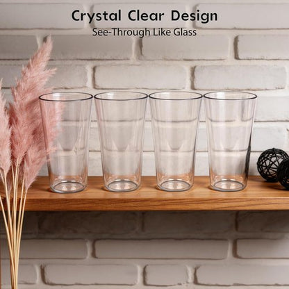 Freshmage Unbreakable Drinking Glasses - 20oz BPA-Free Shatter-Proof Tumblers | Set of 8, Clear, Stackable
