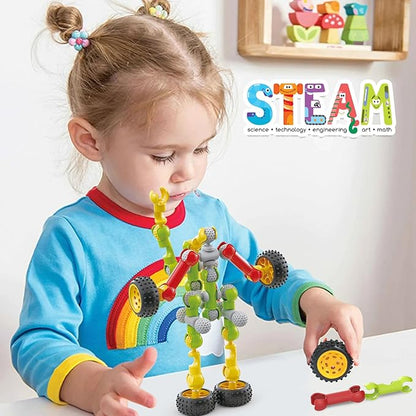 Stem Building Toys for 3 4 5 6 7 8 Year Old Boys Girls Kids125 Pieces Building Blocks Educational Learning Toys with Large Storage BoxIdeal Christmas Birthday Gifts