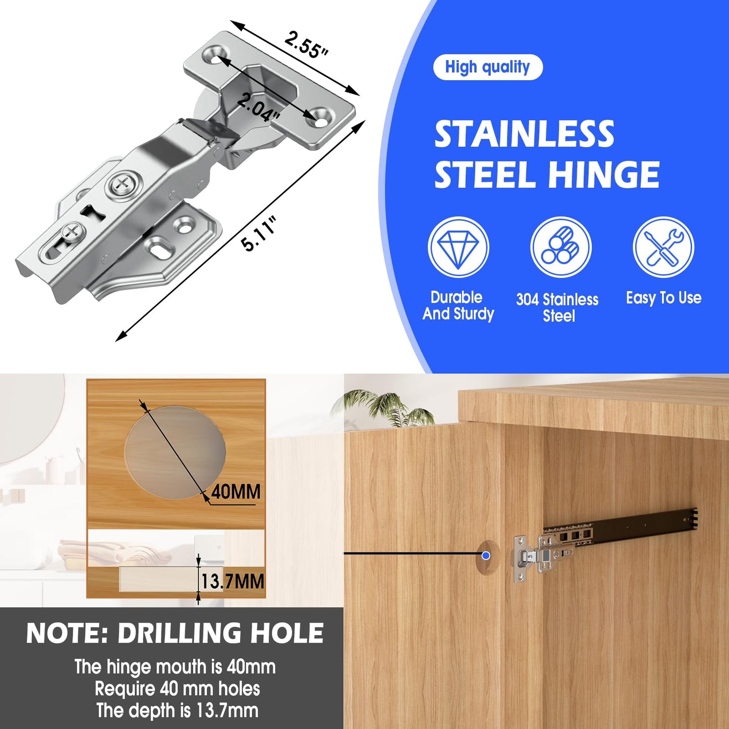 Loodmeo 28" Hidden Cabinet Door Slide,48lb Capacity Pro Kit with Forstner Bit & Soft-Close,for Hidden Cabinet Doors,Pocket Door Hardware for Kitchen, Pantry, Closet