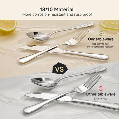 HIKAA 16-Piece Dinner Forks Set, 8-Inch 18/10 Stainless Steel Forks, Mirror Polished Dishwasher Safe Silverware Forks for Home, Restaurant, Party