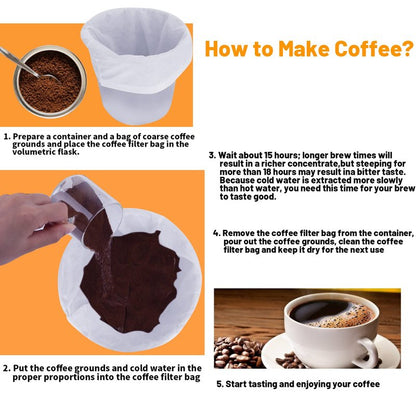 100 Pack Cold Brew Coffee Filters, 20" X 20" Commercial Cold Brew Filters, Filter Bag for Brew Up To 5 LBS Coffee, 5 Gallon Coffee Filter