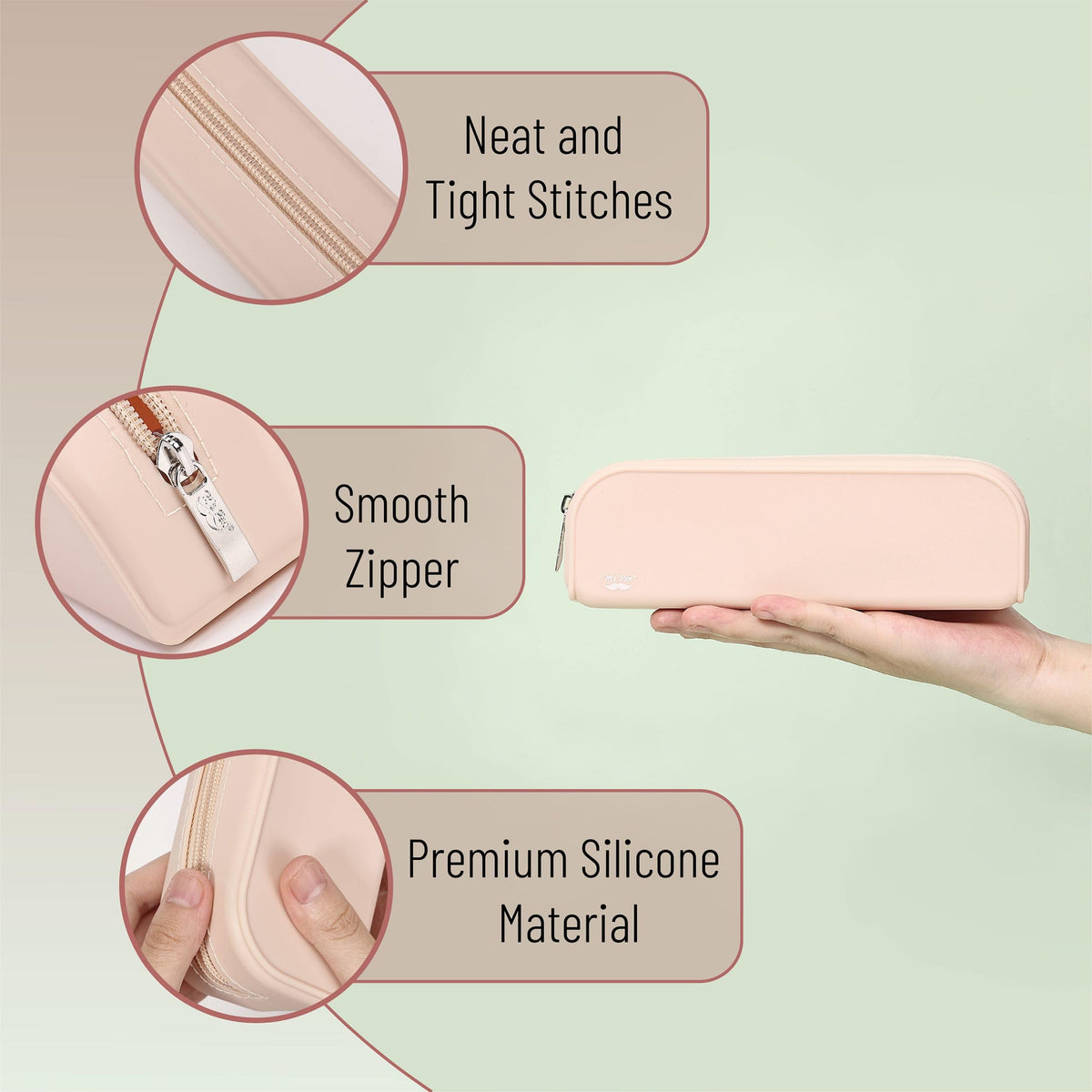 Mr. Pen- Silicone Pencil Case, Malibu Dune Color, Aesthetic Pencil Bag for Women, Makeup Pouch