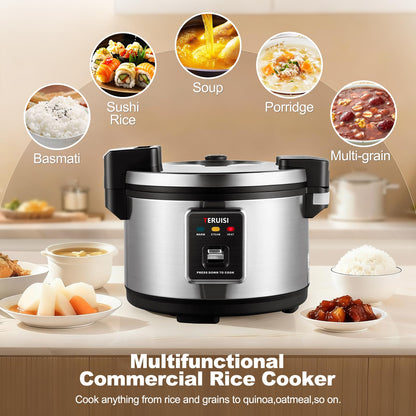 TERUISI Commercial Rice Cooker, 10L/10.6QT Large Rice Cooker & Rice Warmer 50 CUPS Cooked Rice, Fast Cooking Electric Cooker with Auto Keep Warm, Non-stick Inner Pot for 10-20 People Use