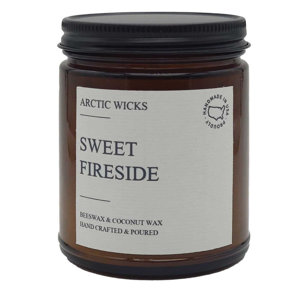 Arctic Wicks Scented Coconut Beeswax Candles | Coconut Beeswax Non Toxic Candle 9oz Amber | Farmhouse Candles Non-Toxic Clean Burn 100% USDA Certified Biobased (Sweet Fireside)