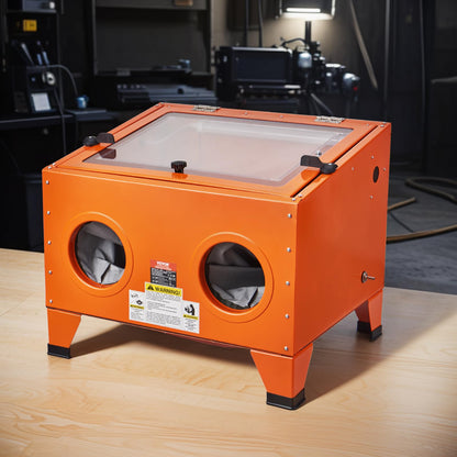 VEVOR 25 Gallon Sandblasting Cabinet, 40-120PSI Portable Benchtop Sand Blasting Cabinet, Heavy Duty Steel Sand Blaster with Blasting Gun & 4 Ceramic Nozzles for Paint, Stain, Rust Removal