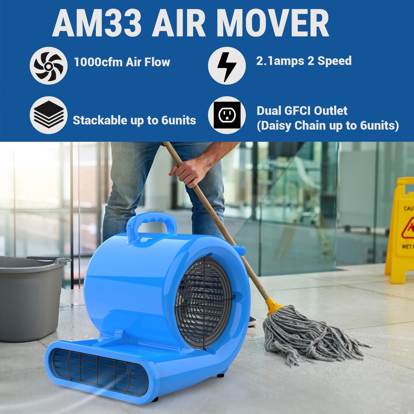 MOUNTO Pro Restoration Bundle – 8× AM33 Air Movers, 1× DH165 Industrial LGR Dehumidifier, 1× HEPA 500 Air Scrubber – Complete Drying & Air Filtration Package
