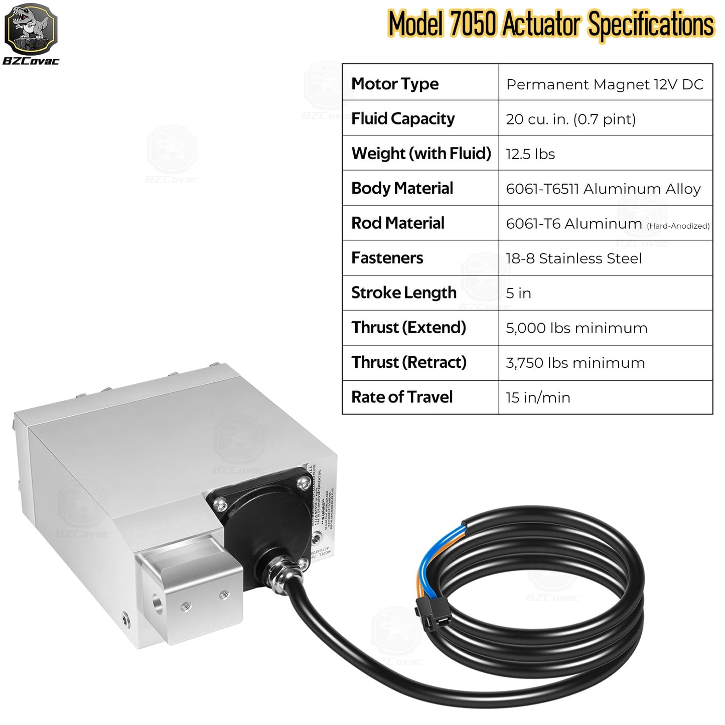 Tilt and Trim Parts 7050 for CMC T-H Marine - ELCT0078 Standard Hydraulic Actuator for Jack Plate and Tilt & Trim Systems, 12V Self-Contained Marine Hydraulic Unit, 5" Stroke