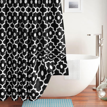 Biscaynebay Textured Fabric Shower Curtains for Bathroom 72" X 72", Black Morocco Pearl Printed Linen Modern Hotel Luxury Quality Cloth Bath Curtains Machine Washable