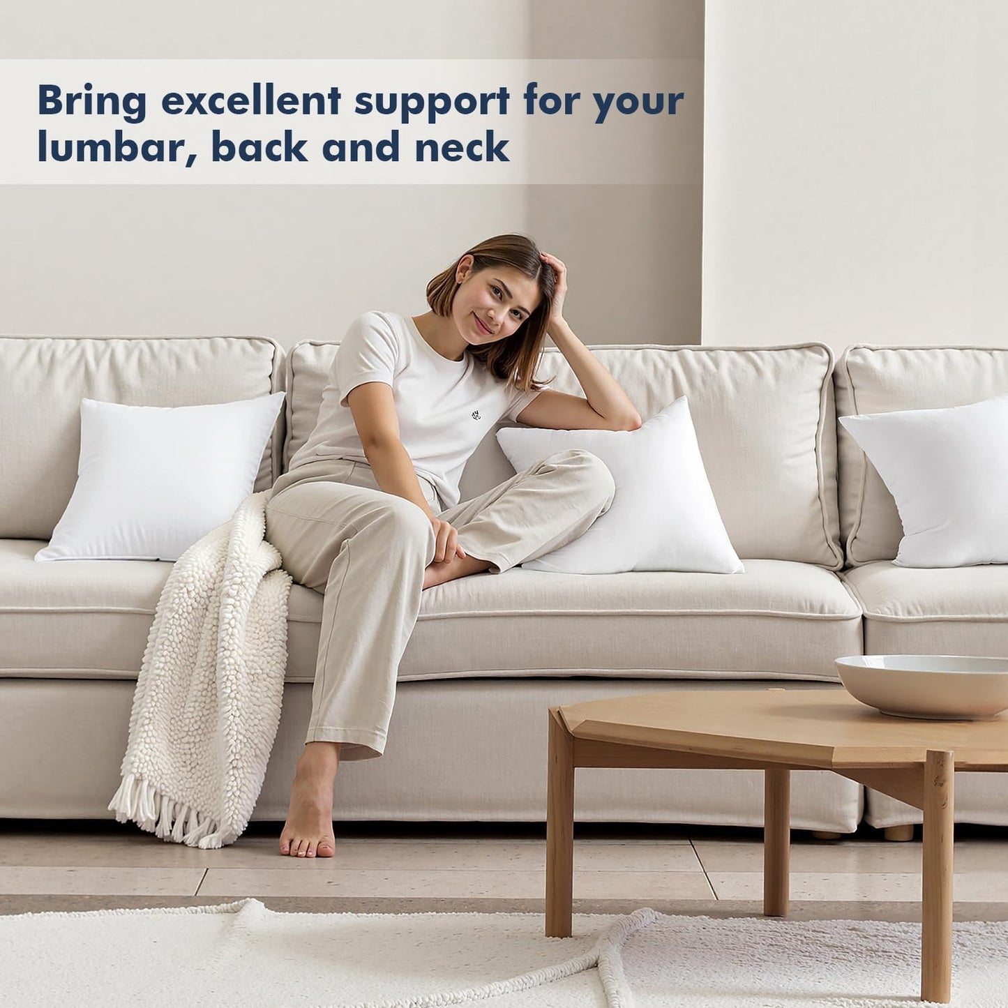 MIULEE Throw Pillow Inserts - Pack of 2, 12x24 Inch, 100% Virgin Fiber Filling for Bed & Couch