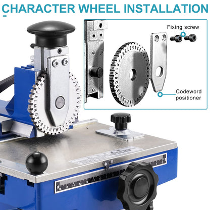 Consfly Metal Nameplate Stamping Machine Semi-Automatic Embosser Label Printing Marking Machine Dog Tag Printer (5mm Character Wheel)