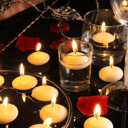 50 Pieces 1.5 Inch Unscented Floating Candles for Centerpieces Votive Floating Candles for Wedding Party Pool Spa Bathtub Dinner(White)