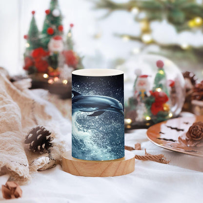 ALAZA Flameless Candles with Remote Timer,Ocean Dolphin Battery Operated Candles Set of 2 LED Tea Lights Flickering Pillar Votive Candles for Indoor Outdoor Decor