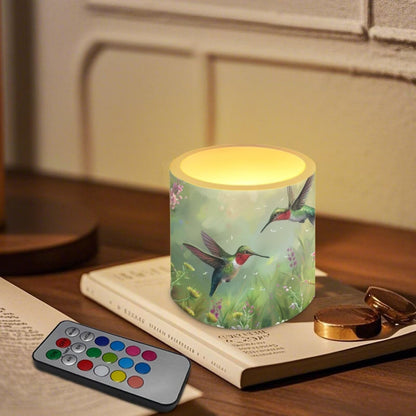 Cozeyat Green Floral Hummimgbird Versatile LED Candles Set of 4 Battery Operated Flameless with Remote Timer Waterproof Dancing Flame for Table Patio Beach Home Decoration