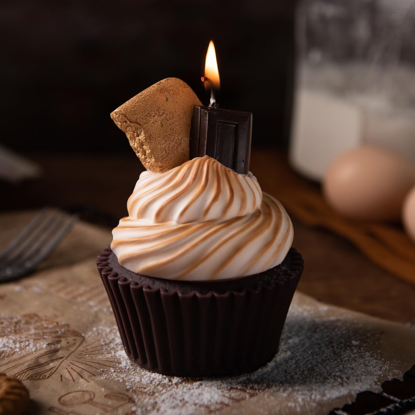 Realistic Dessert Roasted Marshmallow Cupcake Scented Vegetable Wax Candle